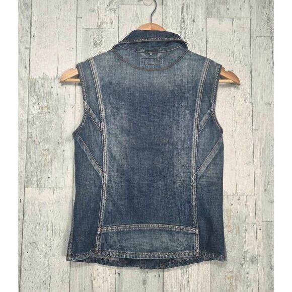 RARE Perfecto By Schott Joplin Jacket Denim Motorcycle Vest NWT Defect Read - Picture 3 of 9